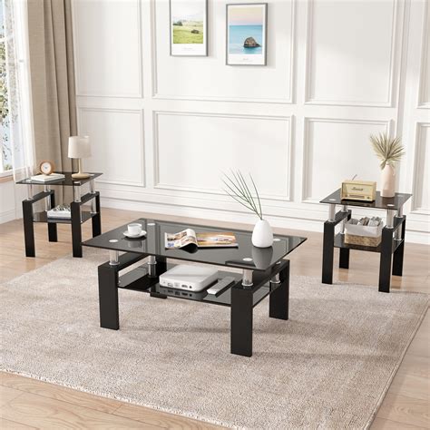Glass Coffee Table And Side Table Set
