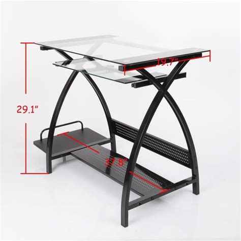 Glass Computer Desk With Pullout Keyboard Tray