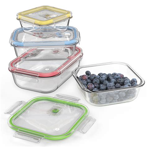 glass container with locking lid set