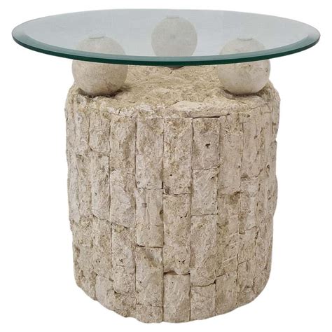 Glass End Table Stone