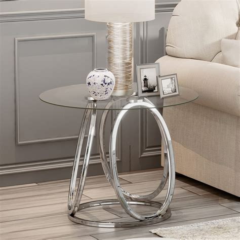 End Side Table Round Glass Top Coffee Sofa Table Modern Small Spaces