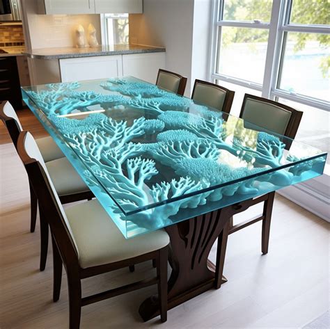 Glass Table Decor Blue