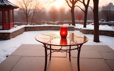 Glass Table Outside In Winter