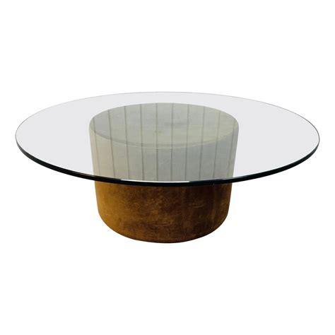 Glass Top Drum Coffee Table