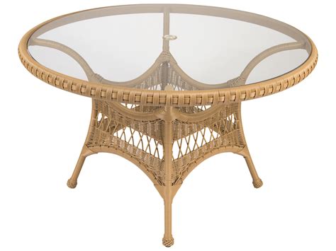 Glass Top Wicker Dining Table