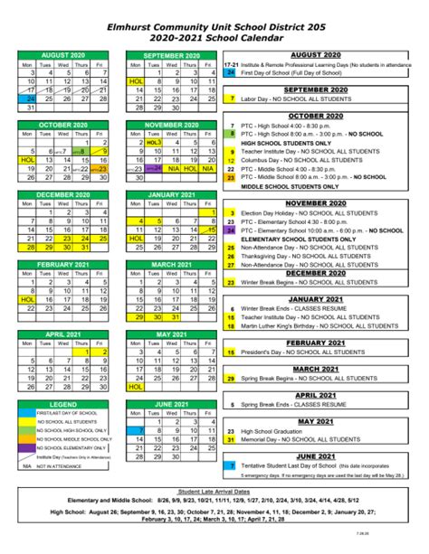 Glenbard West Calendar 2024-25