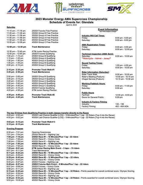 glendale supercross schedule