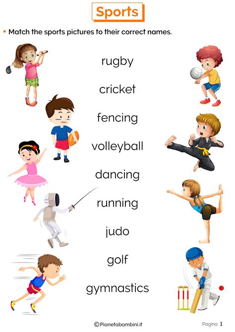 gli sport in inglese scuola primaria