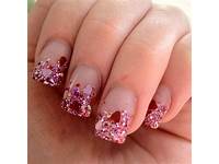 Glitter Pink Valentines Day Nails