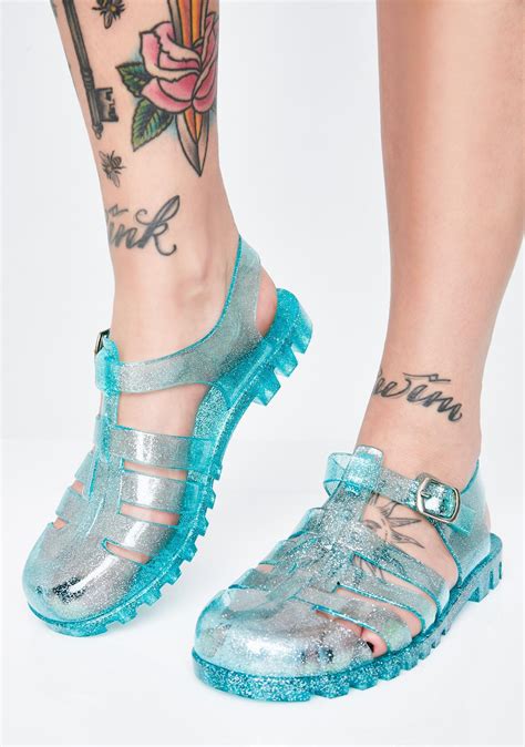 glitter jelly buckle sandals