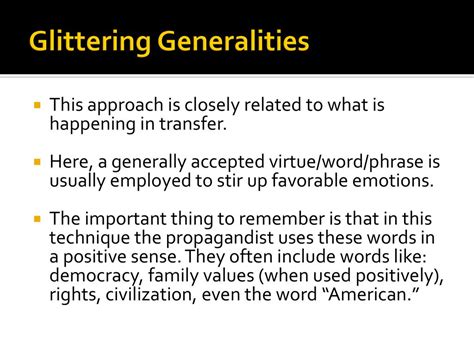 Glittering Generalities For School