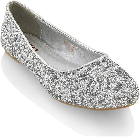 Elegante Freizeit Damen Ballerinas 96763 Glitzer Flach Schuhe 3641 Neu