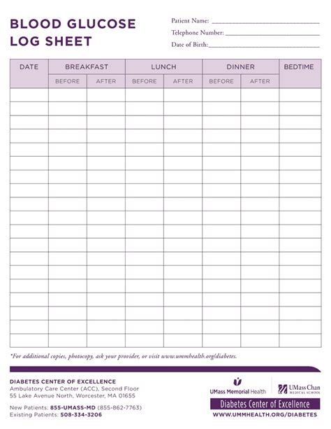 Gllucose Monitoring Log Printable