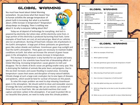 Global Warming and Climate Change Multiple Choice
