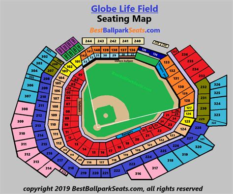 globe life field seating chart map