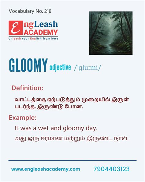 gloomy meaning in tamil with example