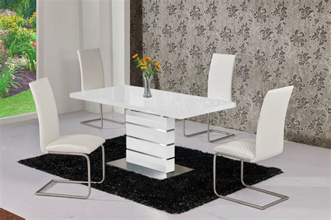 Torino White High Gloss And Glass Modern Dining Table And 6 Lorenzo