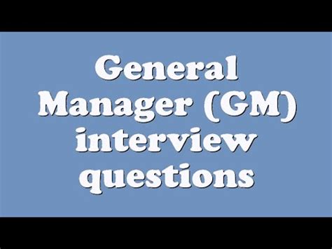 Top 36 general manager interview questions and answers pdf