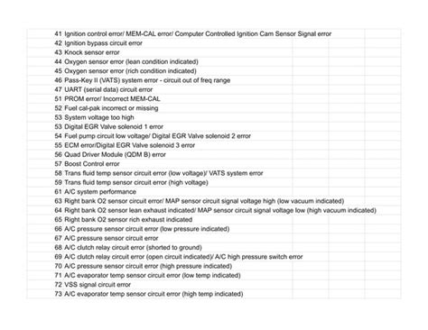 gm obd1 code list