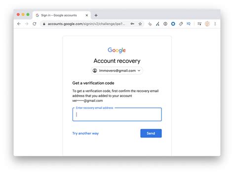 gmail account recovery with security code