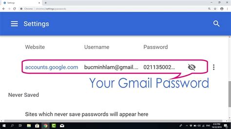 gmail email passwords on my account