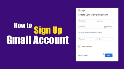 gmail sign up new account email