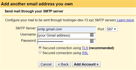 gmail smtp server authentication method