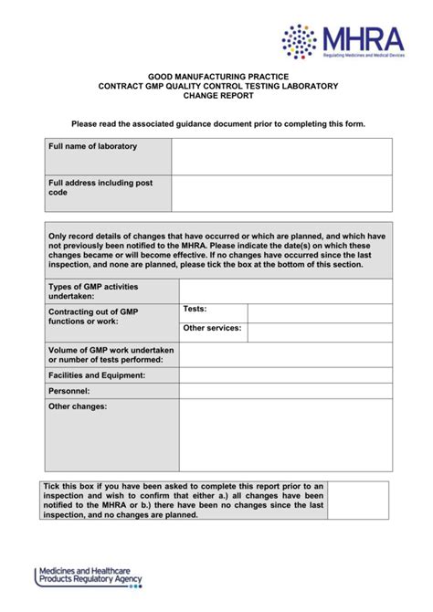 gmp change control form template