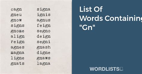 Gn Words List and Meanings