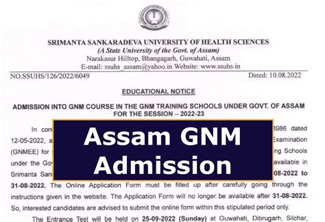gnm nursing 2024 application form assam