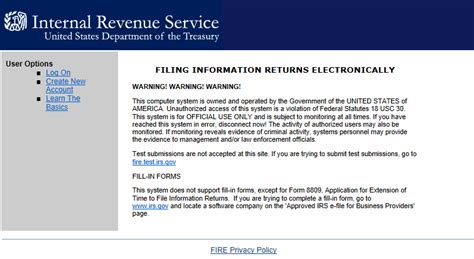 go to the irs fire system login page