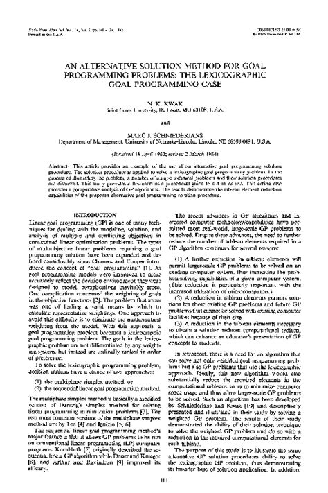goal programming problems and solutions pdf