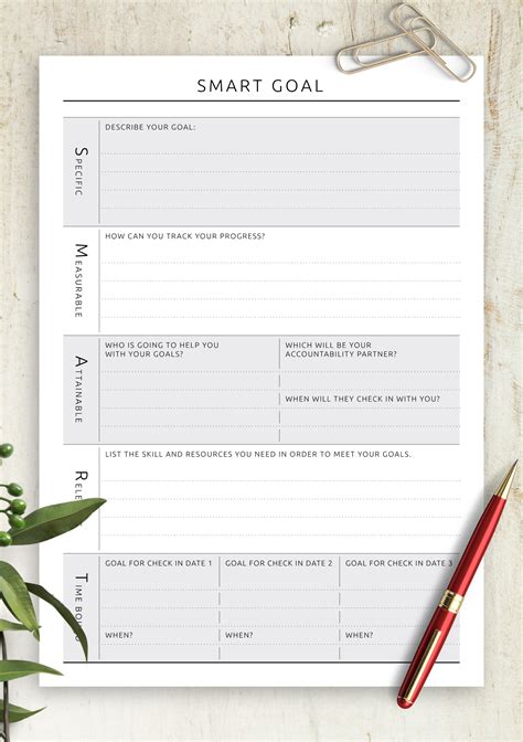 Goal Setting List Template