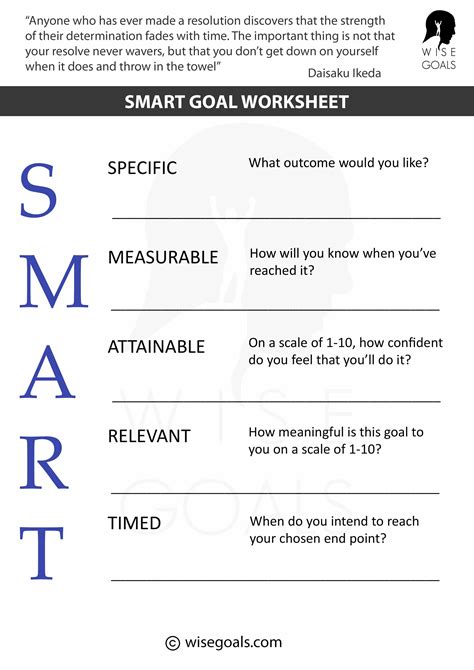 5 Ways Goal Worksheet