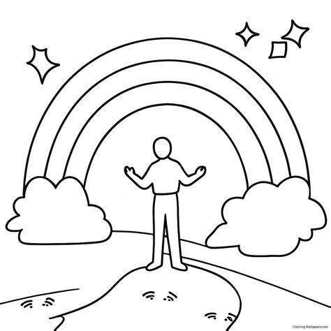 God Rainbow Coloring Page