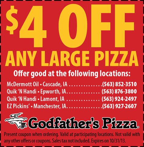 Godfather’s pizza Free Printable Coupons