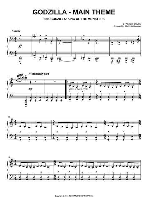 godzilla theme piano sheet music