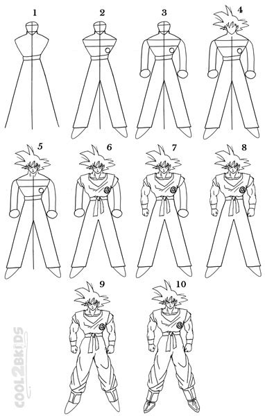 How to Draw Goku vs Vegeta printable step by step drawing