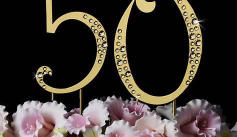50th Golden Anniversary Cake Topper Elegant Bridal Hair