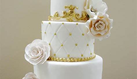 Gold And White Wedding Cake Designs s With Accents