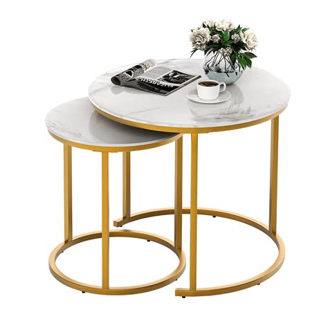 Gold And Marble Nesting Coffee Table