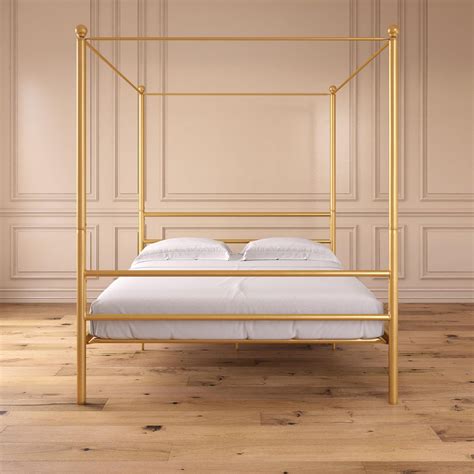 gold canopy bed frame queen