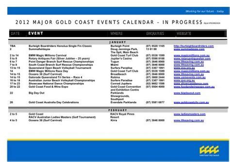gold coast event calendar