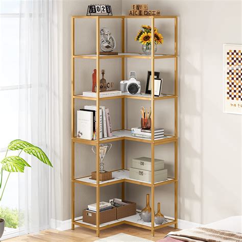 Gold Corner Shelving Unit