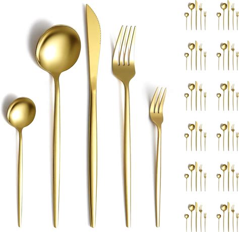 Gold Cutlery Set For 12
