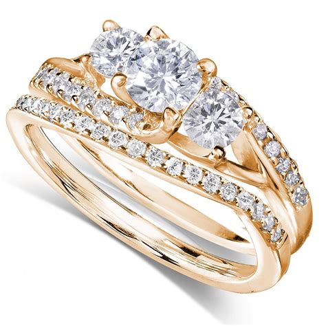 Jewelry For Less Diamond Wedding 3 Piece Bridal Set 14K Yellow Gold