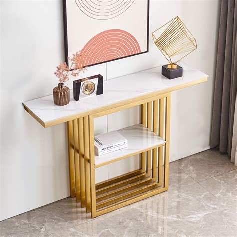 Gold Entryway Table With Storage