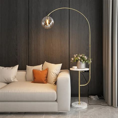 Gold Floor Lamp With Side Table
