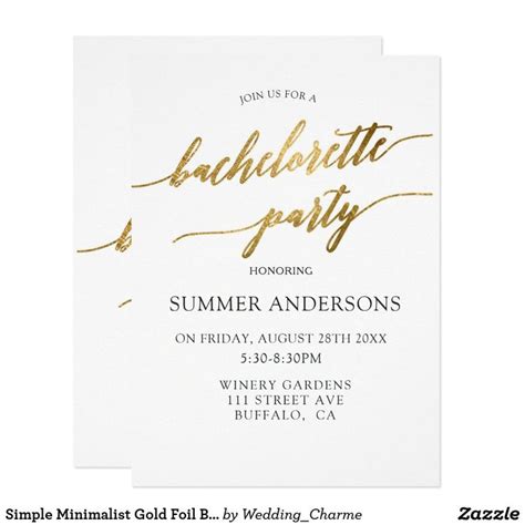 Gold Foil Bachelorette Party Invitation