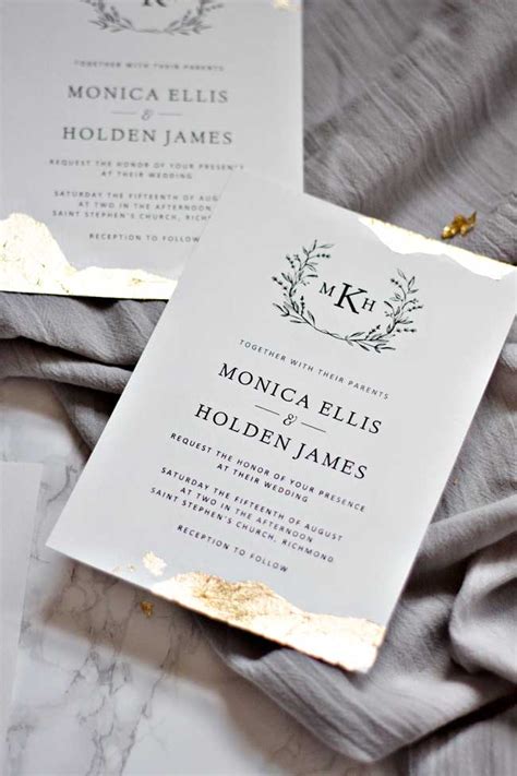 Gold Foil Leaf Wedding Invitations